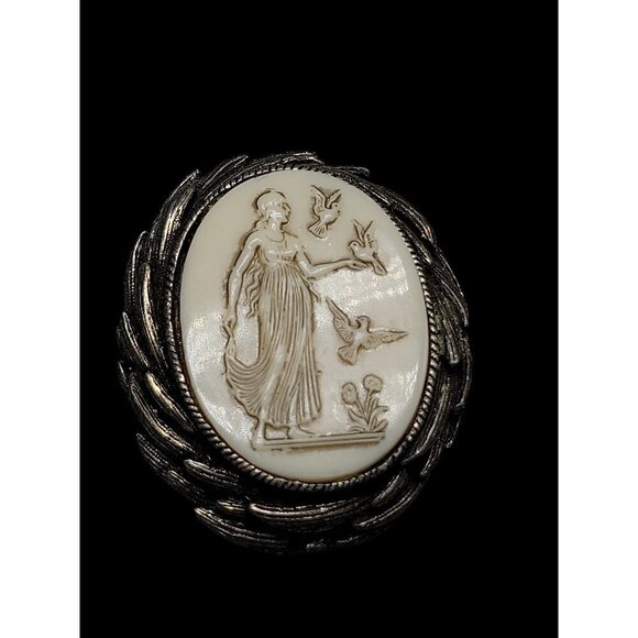 Hattie Carnegie Helen of Troy Brooch Silver Tone Setting Vintage Unmarked - Picture 7 of 12